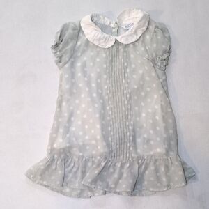 Kanz 4 T Gray Polka Dot Ruffled Dress with Peter Pan Collar Elegant Y2K Retro